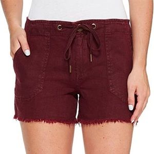 Sanctuary Cut Off Maroon Linen Shorts